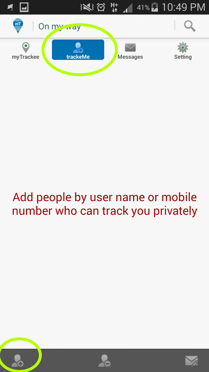 set app mode to Track Me (Private)
